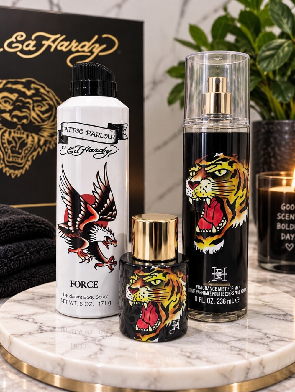 Ed Hardy Tattoo Parlour Body Spray and Perfume Set - Black